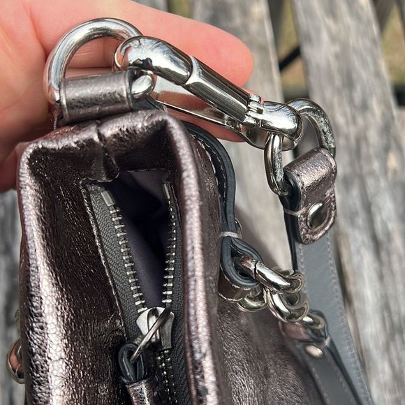 Coach Brook pewter metallic silver hobo satchel bag removable shoulder strap - Picture 10 of 13